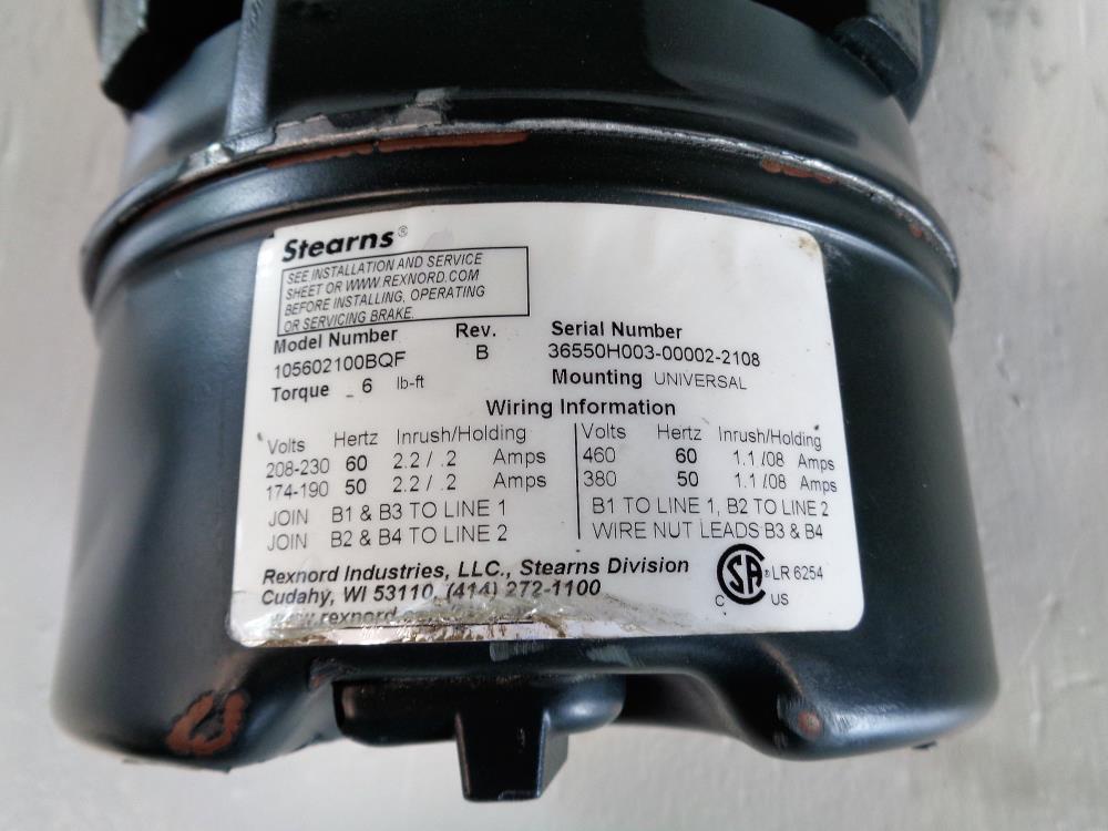 Stearns 6 lb-ft Brake 105602100BQF with Toshiba 1HP Motor B00142LF2AMH